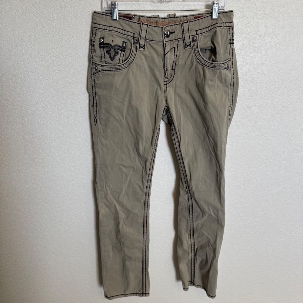 Y2K Cyber Grunge Rock Revival Khaki Grey Pants 32x30 Tan